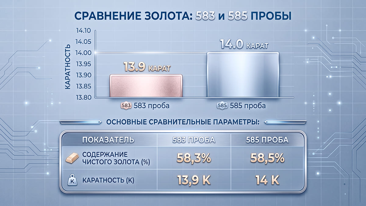 583 и 585 проба золота: основные отличия и что выбрать