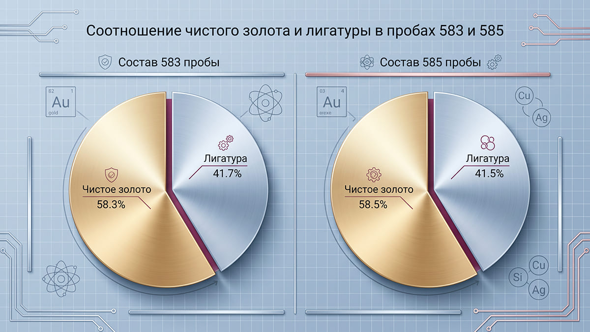 583 и 585 проба золота: основные отличия и что выбрать